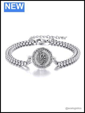 Sterling Silver Patron Saint Bracelet Religious Protector Gift for Women Men